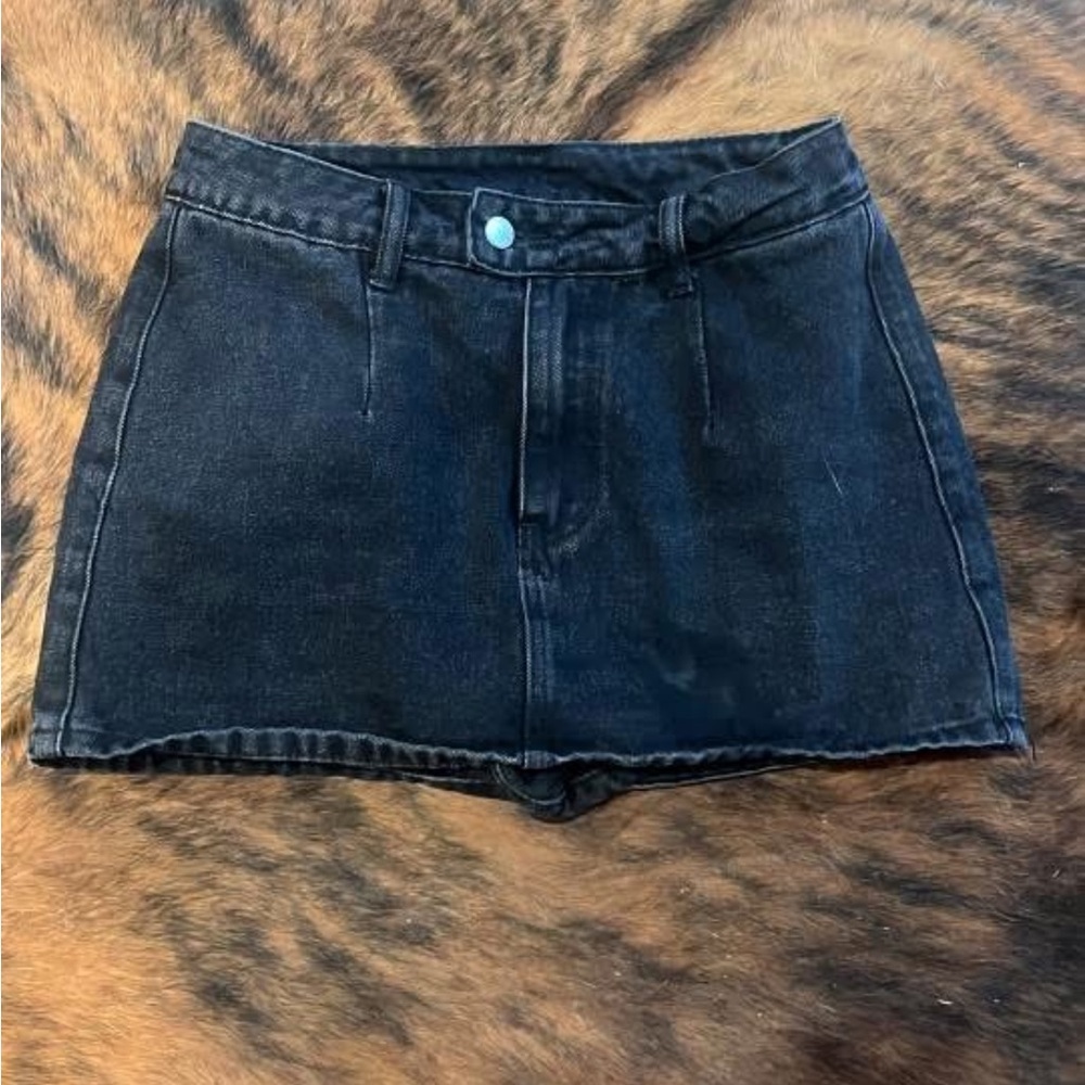 Black Denim Mini Skirt